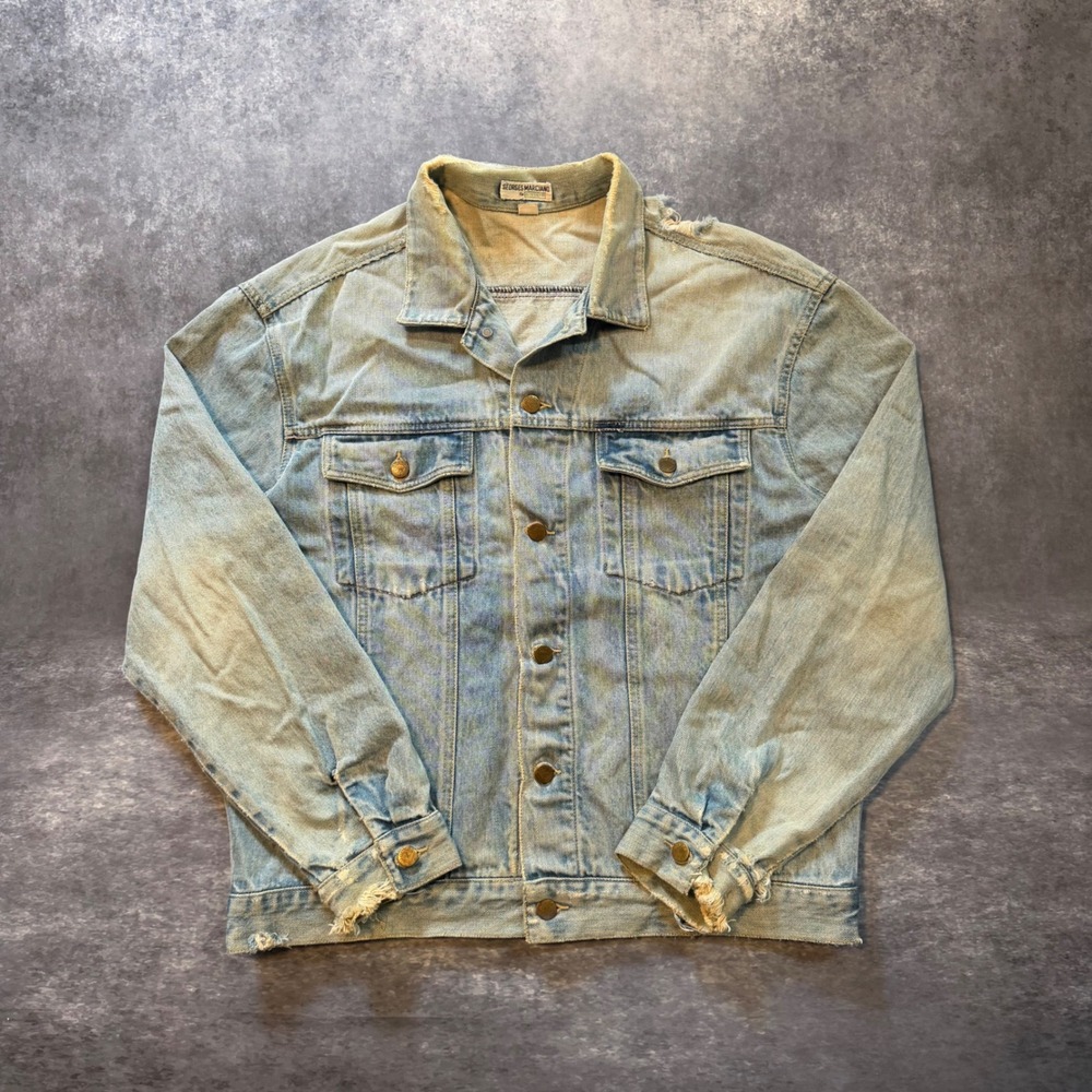 Vintage 80s Guess Georges Marciano Denim Jacket Men XL Light Wash Distressed USA